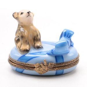 Hand-Painted Teddy Bear Limoges Box